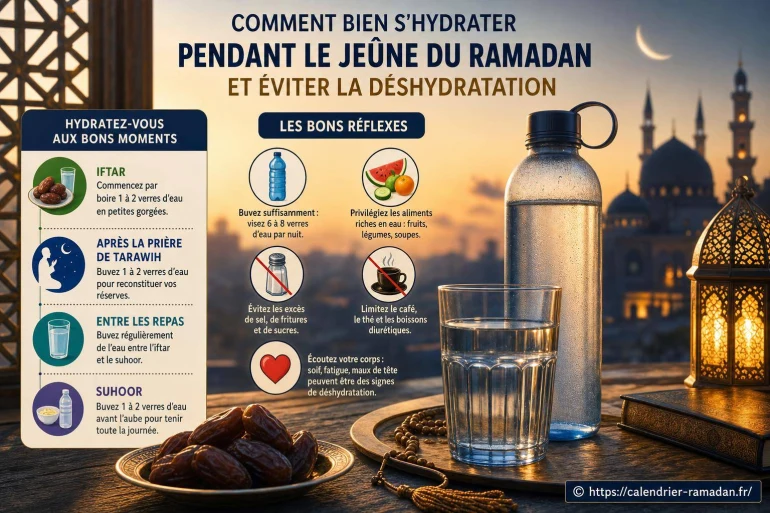 Comment bien s’hydrater pendant le jeûne du Ramadan et éviter la déshydratation ?