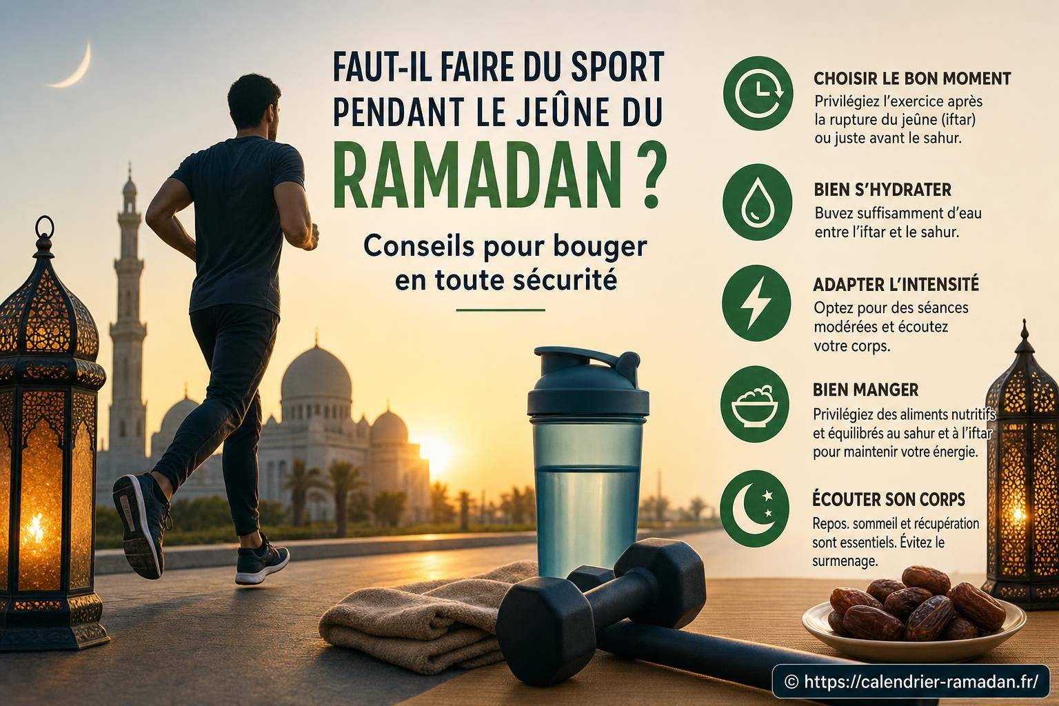 Faut-il faire du sport pendant le jeûne du ramadan ? conseils pour bouger en toute sécurité