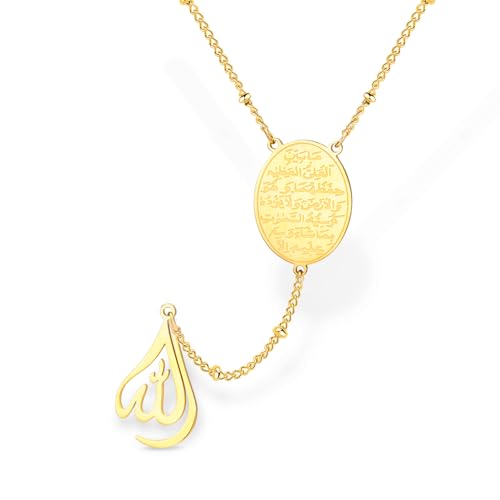 VASSAGO Collier ovale islamique Ayatul Kursi pour femme Coll