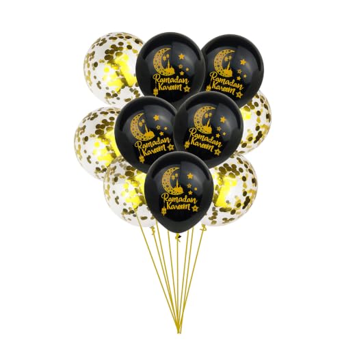 20 Pièces Ballons de Laïd Musulman en Latex Noir, Réutilisab