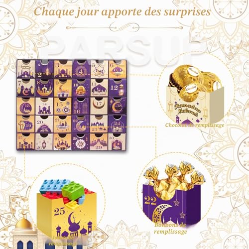 Calendrier de lavent Ramdan 30 boîtes vides 30 jours Eid Mub