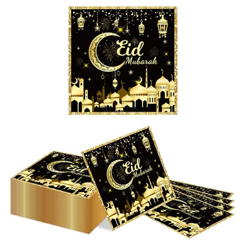 Kotkiddy 40 Paquet Noir Or Design Eid Ramadan Mubarak Thème 