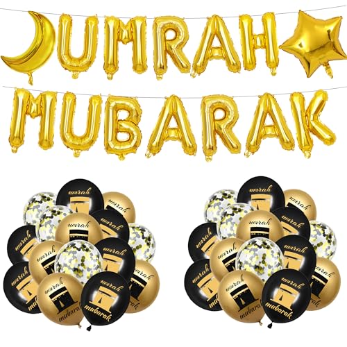 Umrah Moubarak Ramadan Kit de décoration - 44 ballons décora