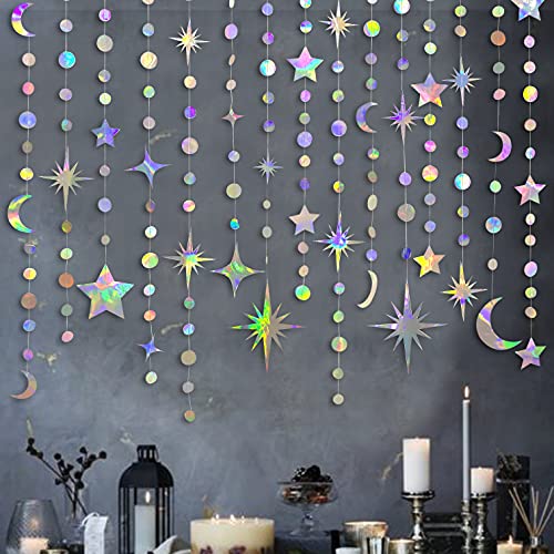 Irisées étoile Lune et a Points de Guirlande Papier Décorati