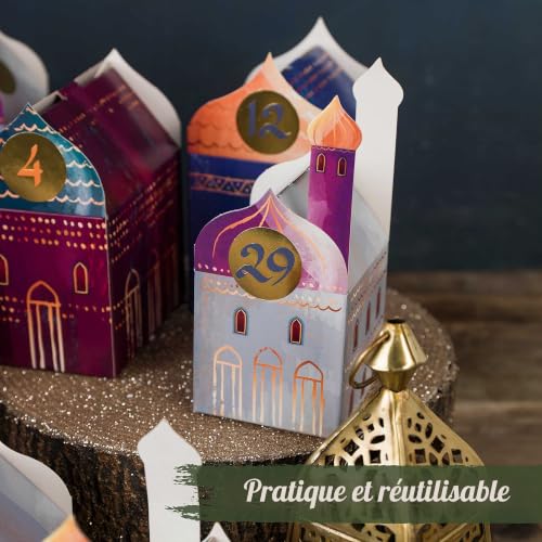 Ramadan Lot de 30 boîtes de rangement pliables colorées à po